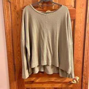 Anthropologie Sage Green Waffle Knit Top